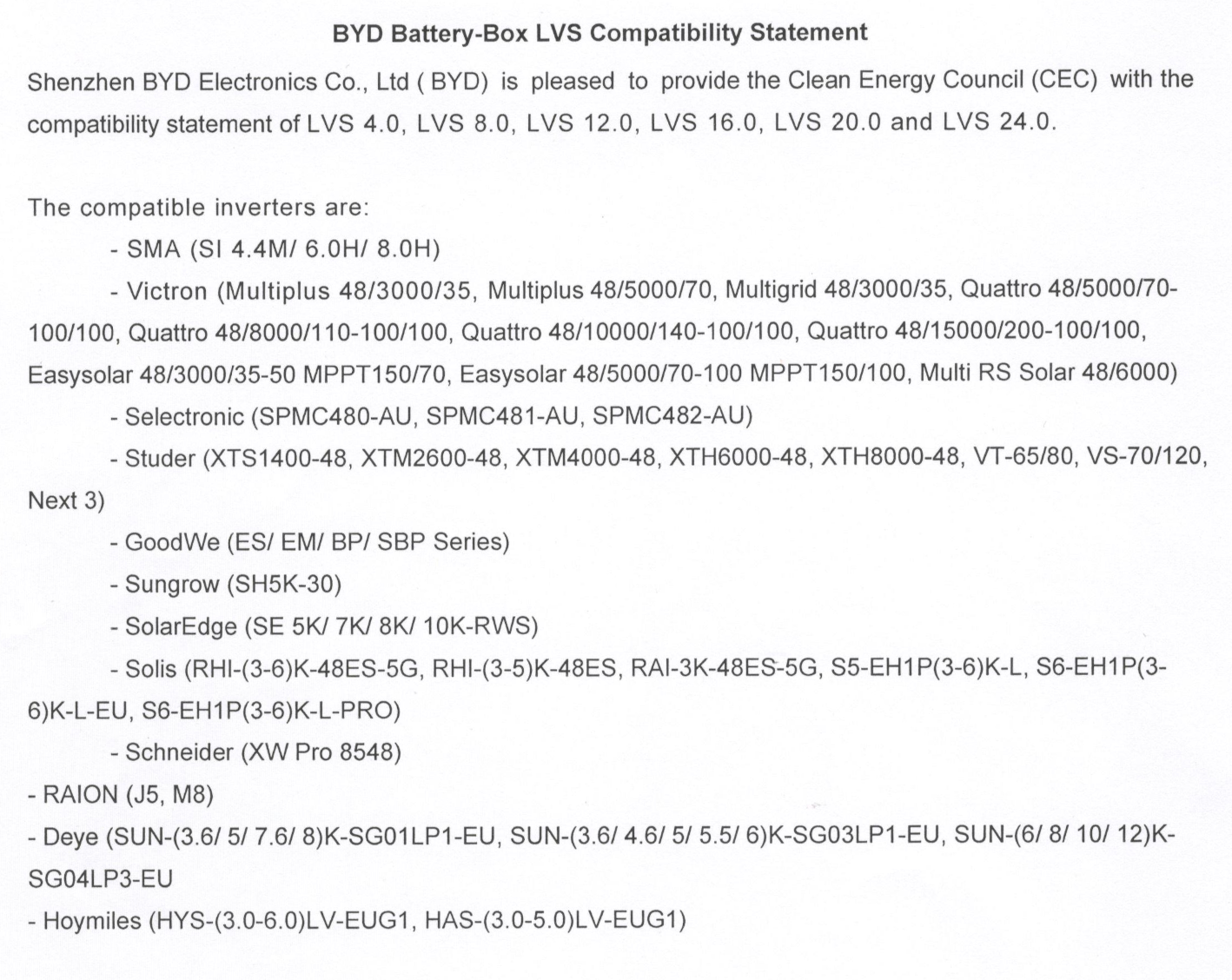 BYD 20.0 kWh Home Storage Battery (LVS 20.0) with BMU