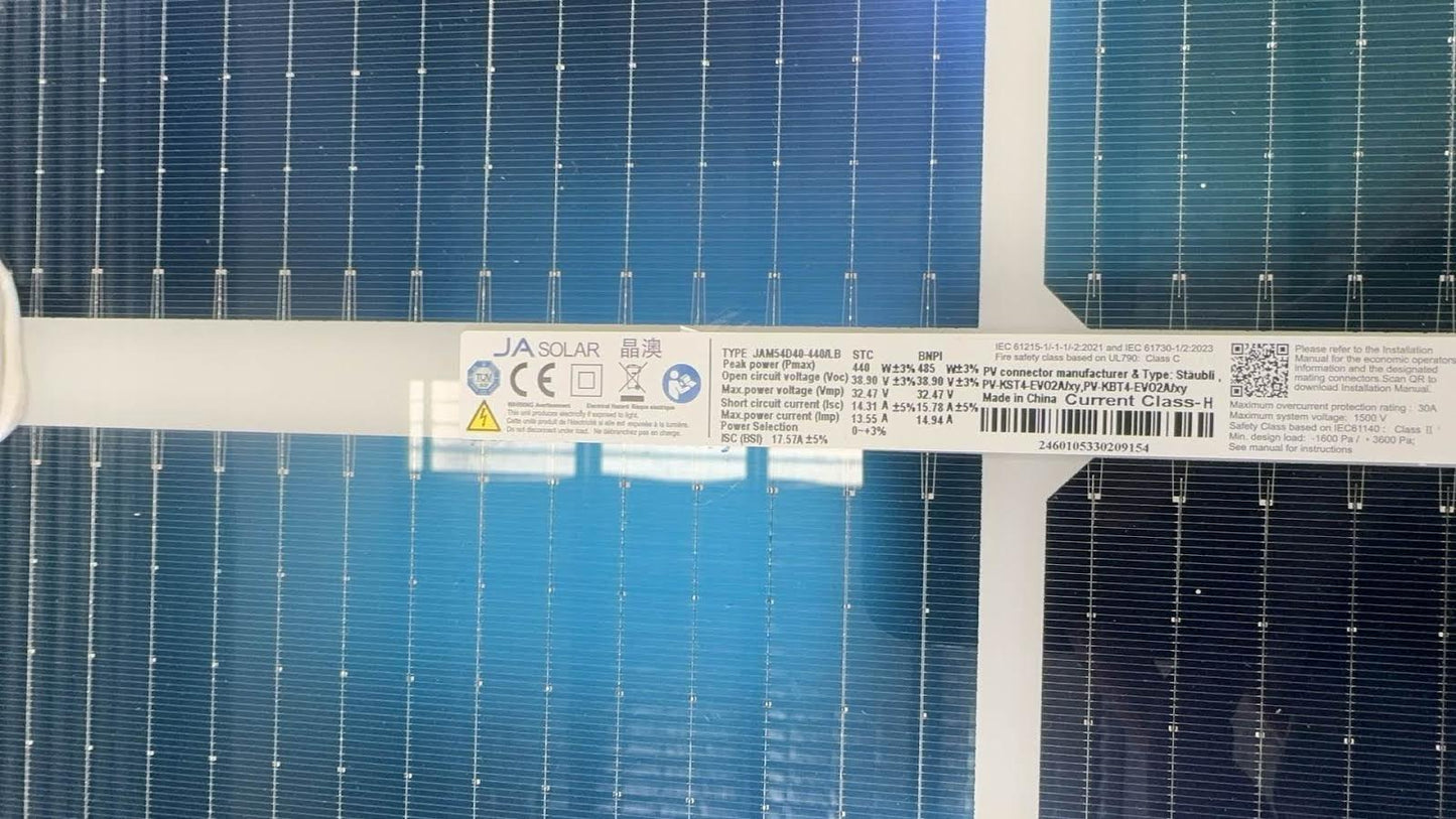 10kW JA Solar Panel Kit for Home (24x440W JAM54D40) CEC Approved