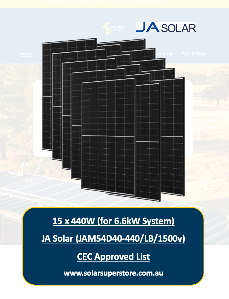 6.6kW JA Solar Panel Kit for Home (15x440W JAM54D40) CEC Approved