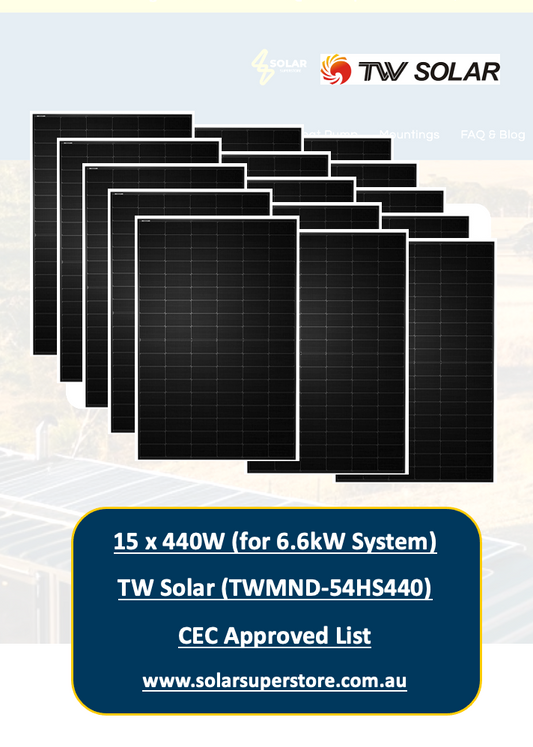 6.6kw TW Solar Panel Kit for Home (15x440W - TWMND-54HS440) CEC Approved