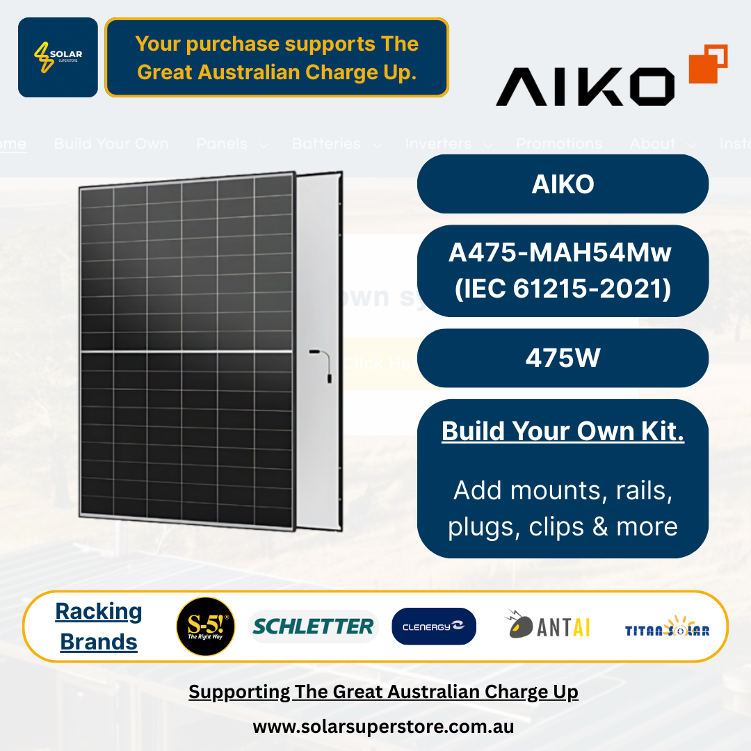 AIKO Solar Home Package: 475W [A475-MAH54Mw] Panels (Black Frame N-Type)