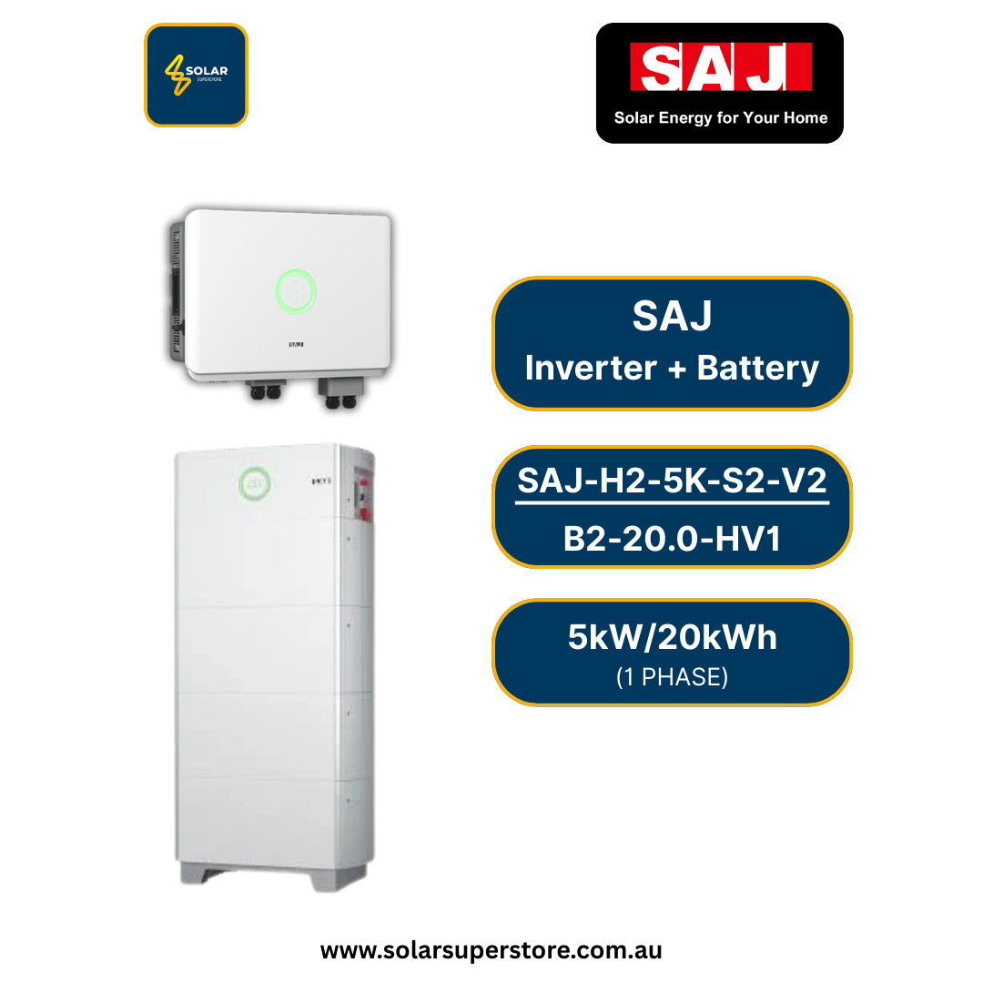 SAJ Hybrid Solar Battery Kit – 5kW Inverter (H2-5K-S2) + 20kWh Battery (B2-20.0-HV1)