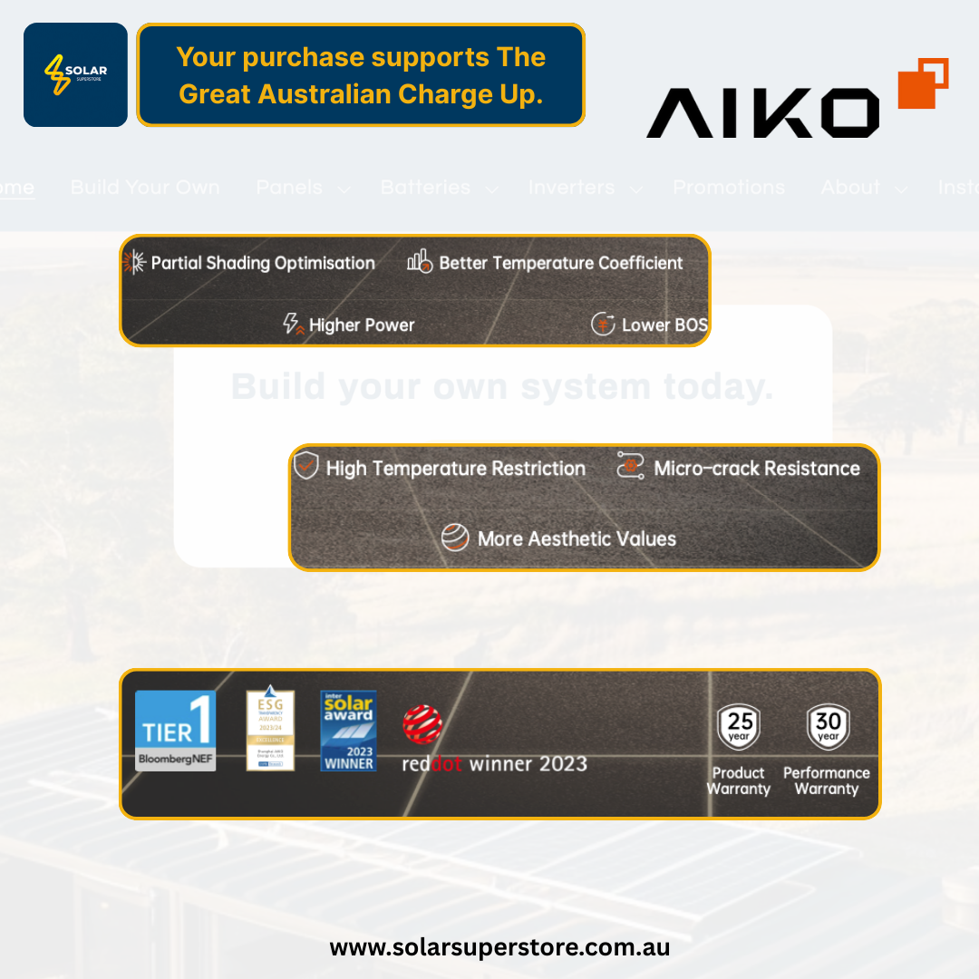 AIKO Solar Home Package: 475W [A475-MAH54Mw] Panels (Black Frame N-Type)