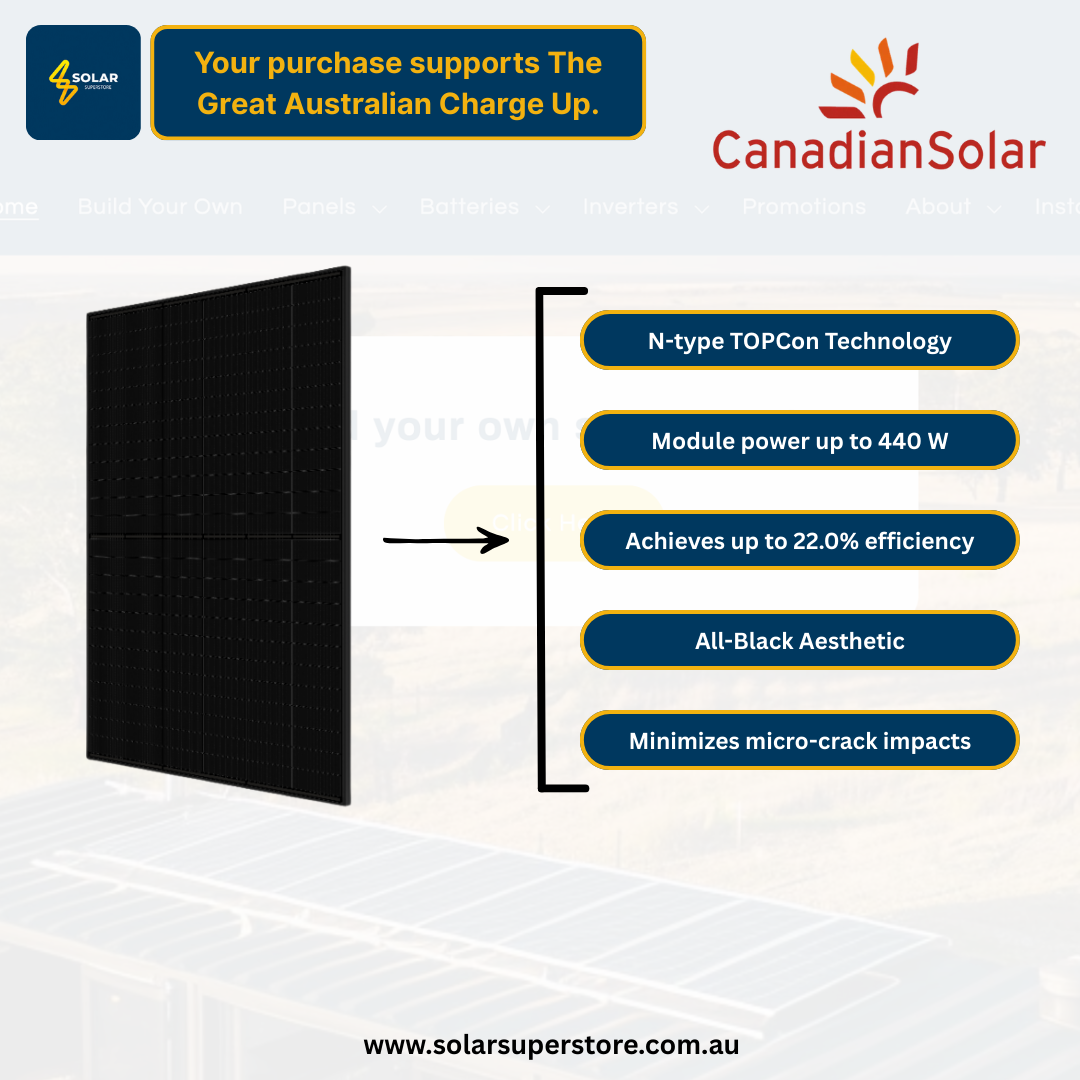 Canadian Solar Home Package: 1.32kW-101.2kW (440W CS6.2-48TD Panels) All-Black N-Type TOPCon