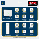 SAJ Hybrid Solar Battery Kit – 5kW Inverter (H2-5K-T2) + 25kWh Battery (B2-25.0-HV1)