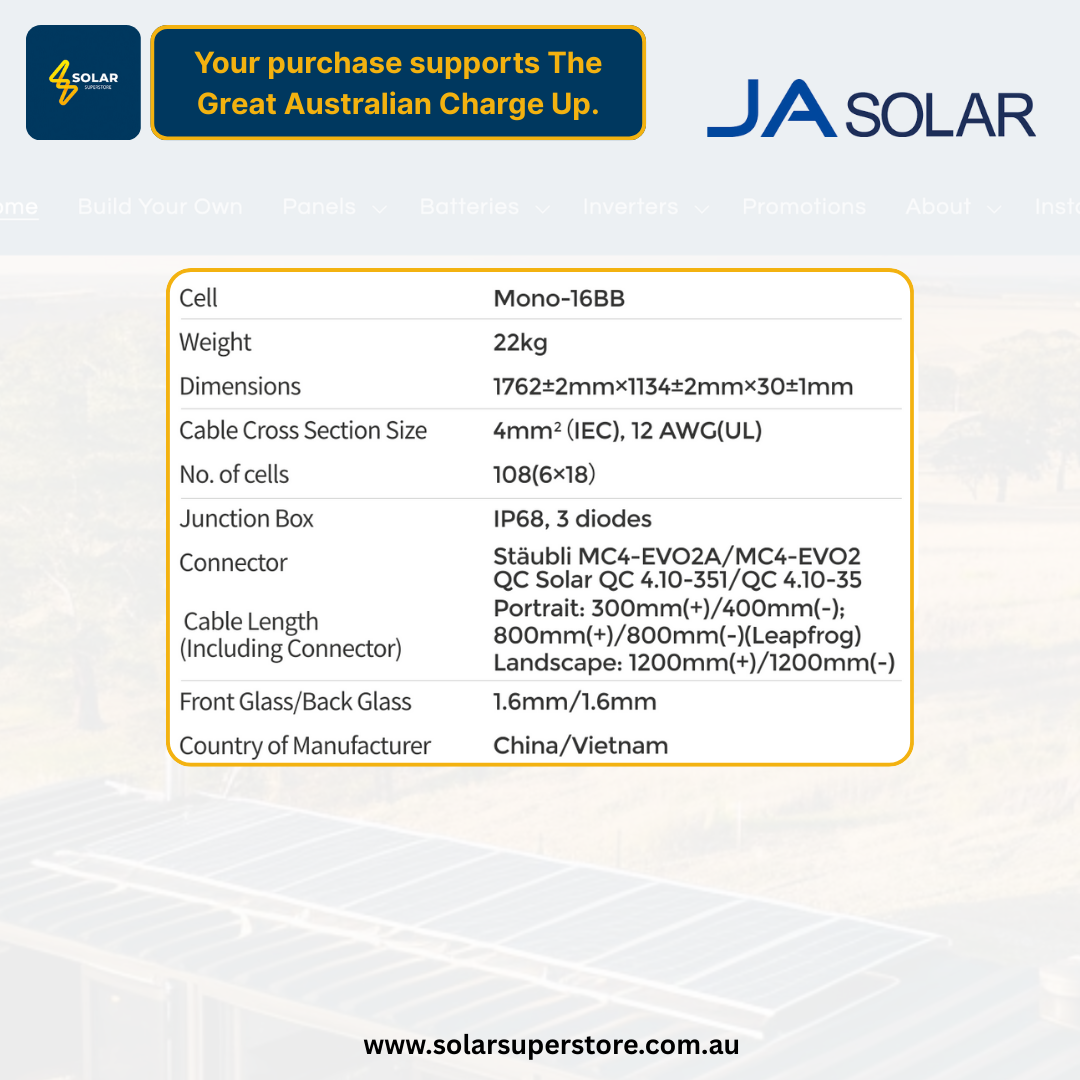 JA Solar Home Package: 440W [JAM54D41-440/LB] Panels (All Black N-Type)