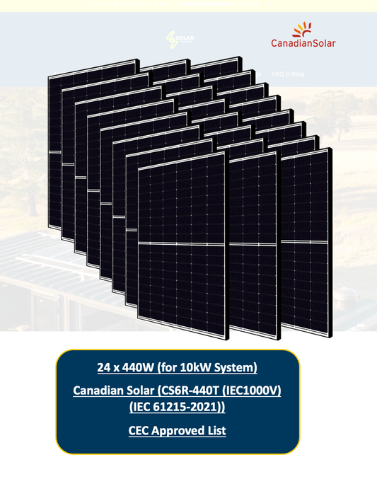 10kW Canadian Solar Panel Kit for Home (24x440W CS6R-440T) CEC Approved