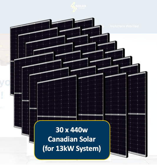 13kw Solar System Panels Only (30x440W Canadian Solar TOPCon)