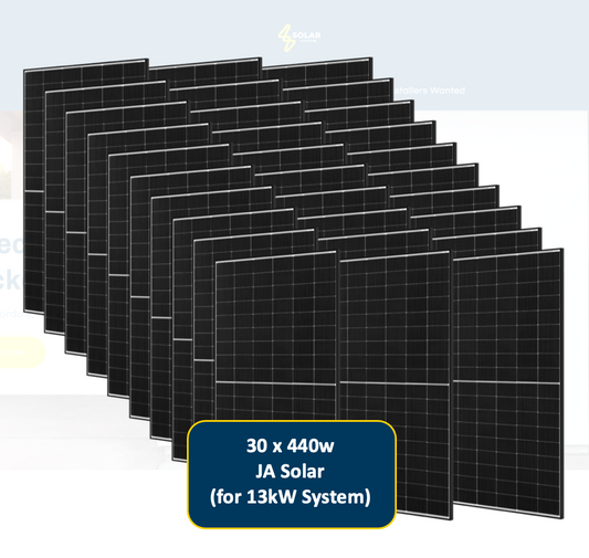 13kW Solar System Panels Only (30x440W JA Solar Bifacial)