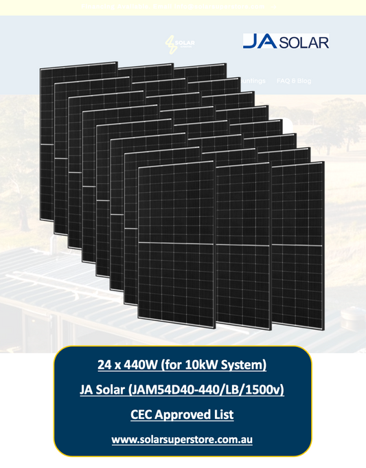 10kW JA Solar Panel Kit for Home (24x440W JAM54D40) CEC Approved