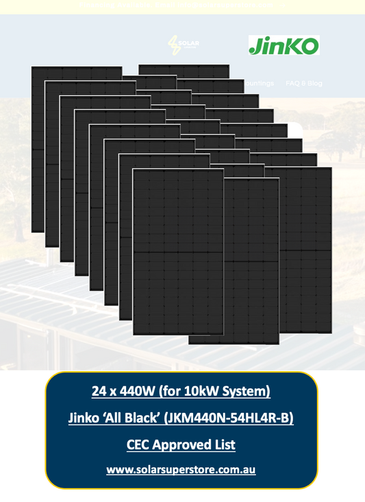 10kW Jinko Solar Panel Kit (24x440W 'All Black' JKM440N) CEC Approved