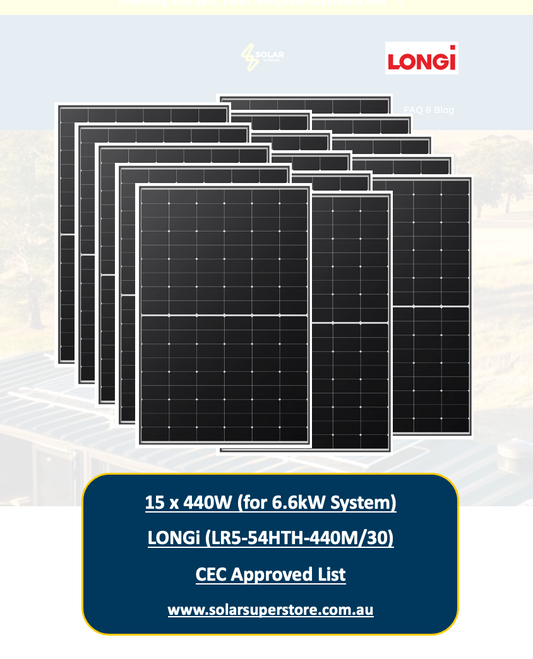 6.6kw LONGi Solar Panel Kit for Home (15x440W LR5-54HTH) CEC Approved