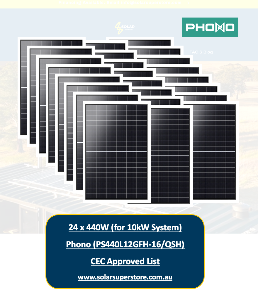 10kW Phono Solar Panel Kit for Home (24x440W - PS440L12GFH) CEC Approved