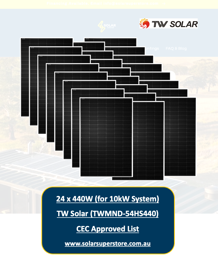 10kw TW Solar Panel Kit for Home (24x440W - TWMND-54HS440) CEC Approved